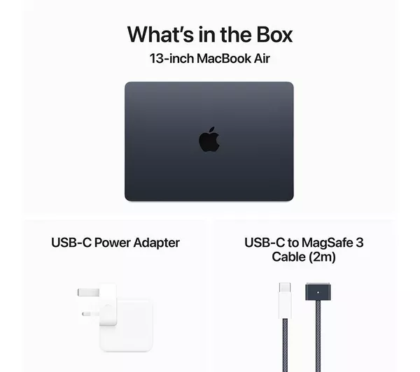 Macbook Air 13in M3 in the pack APPLE MacBook Air 13.6″ (2024) – M3, 256 GB SSD Midnight - Official UK Stock