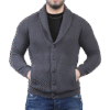 Charcoal Shawl Neck Button Up Half Stitch Cardigan