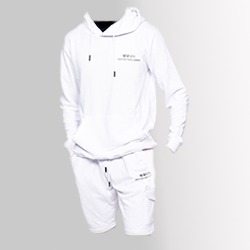 Tracksuits-TS2480-White Printed Hoodie And Shorts Tracksuit Merch-&-Cart