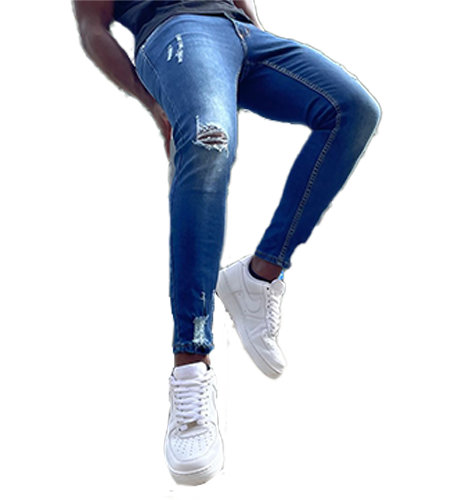 VJ221-3b Mid Blue Wash Super Skinny Ripped Jeans