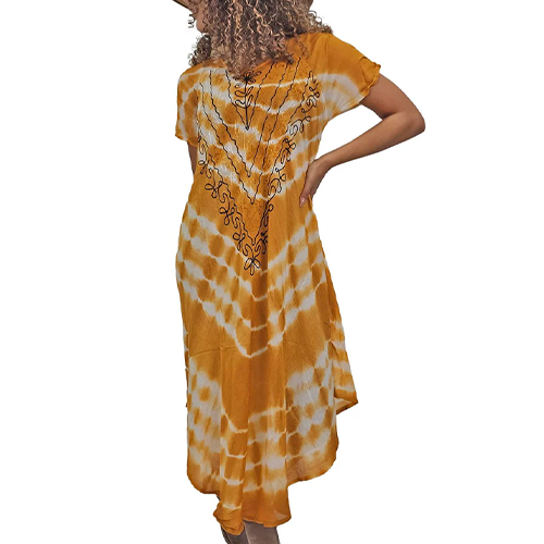 Women's-dress-11616603-K102-TD-Tie Dye-Pattern-Umbrella-Style-Dress-Yellow-Merch-&-Carter Tie Dye Pattern Umbrella Style Dress