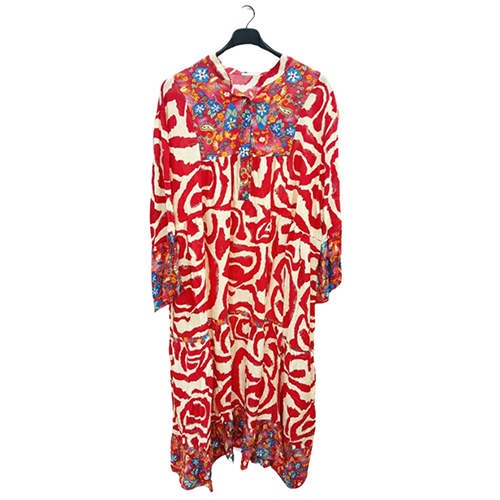 Paisley Floral Print Tiered Flared Dress