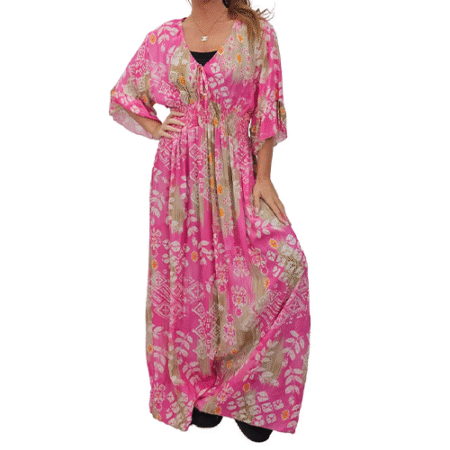 MCEFWDL001-Long Dress-Leaves printed-Merch-&-Carter