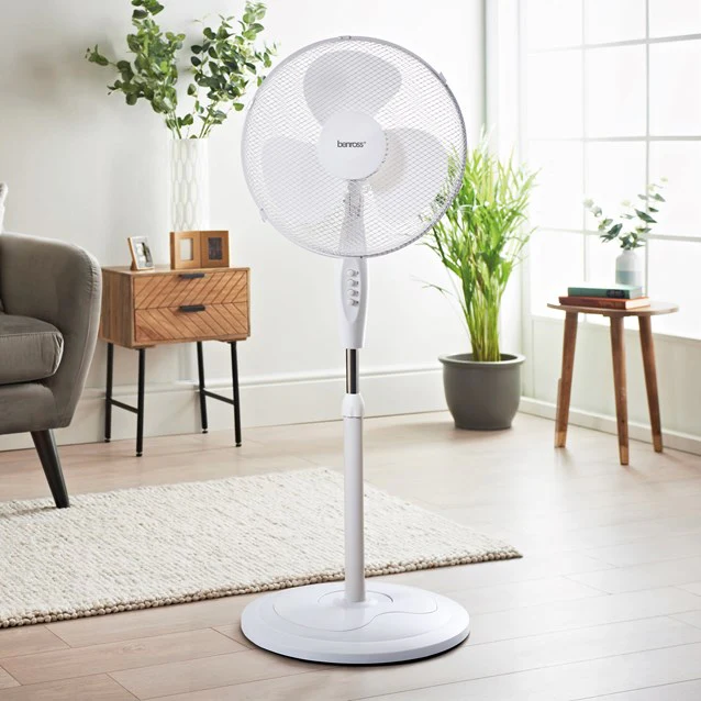 Pedestal-round-base-fan-BENROS-16in-zoom-Merch-&-Carter BENROSS Pedestal round base fan for home or office buy it from Merch & Carter